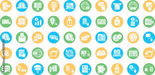 Business Finance and Banking Flat Circle Icons Set