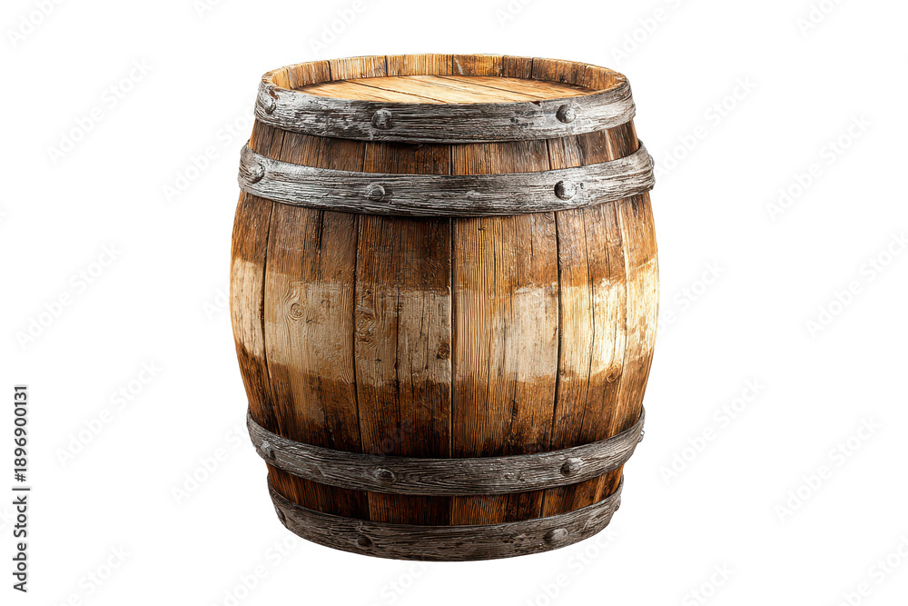 Obraz premium Wooden barrel used for storage in a warehouse setting during daylight hours