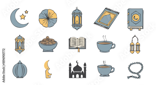 Islamic cultural symbols and objects collection.