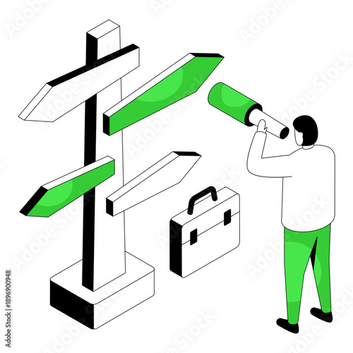 A flat isometric design illustration of business vision 