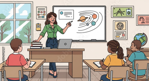 teacher and students in classroom