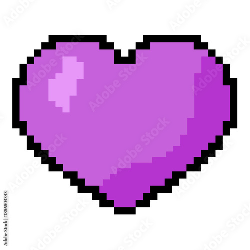 Vector Pixel Icon of Purple Heart