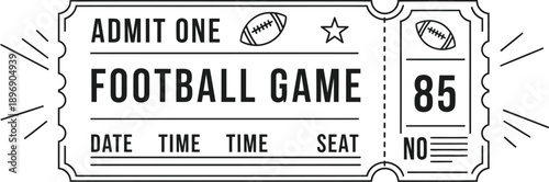 Football game ticket template with football and star