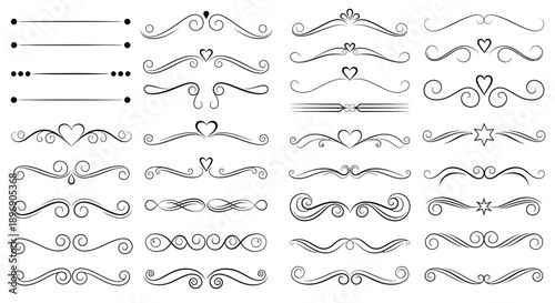 Collection of Elegant Decorative Vintage Borders and Ornaments for Design Projects