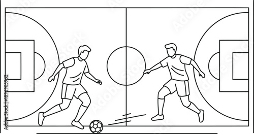 Soccer players engaged in a fierce match on the field