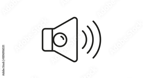 Simple line art icon representing a speaker with radiating sound waves indicating volume or audio output functionality clearly.