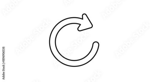 Simple outline icon representing a circular arrow indicating refresh, repeat, or undo function in user interface design.