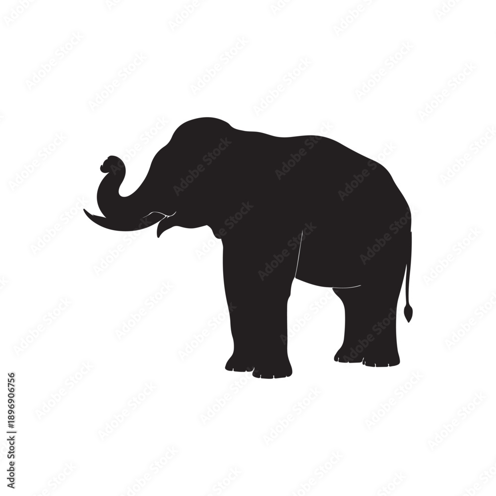 Fototapeta premium black image elephant Asia standing, graphics design vector outline Illustration isolated on white background 