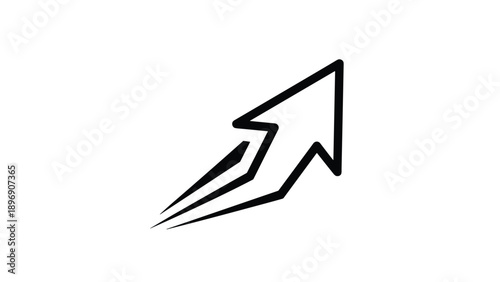 Black hand drawn arrow icon pointing upwards and to the right representing growth, success, and positive direction in business.