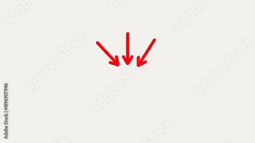 Three sleek red arrows converging toward a central point from above, designed to draw immediate viewer focus to specific text or products in a video layout