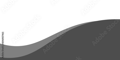 Minimalist black and gray wave vector design with smooth flowing curves at the bottom, transitioning into a clean white background. Ideal for banners, footers, or modern layouts.