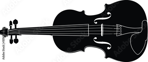 Classic violin musical instrument silhouette, orchestra string equipment, symphony concert symbol