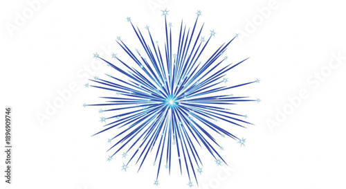 Blue Firework Burst with Sparkles on White Background, Festive Celebration Design