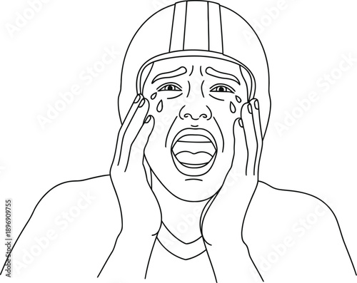 Man wearing beanie expressing frustration and sadness