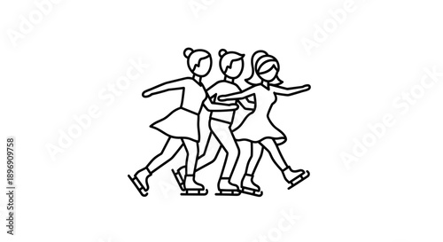 black and white icon of ice skating simple line art winter sport illustration minimalistic design movement concept outdoor recreation