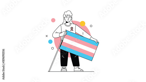 Diverse person proudly holding the transgender pride flag to advocate for equality and human rights in society.