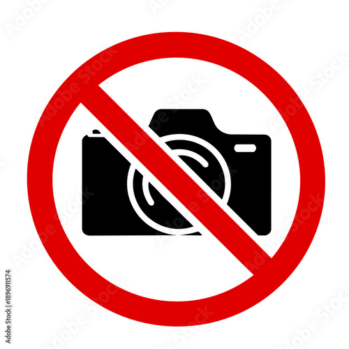 No photography sign icon, camera prohibited symbol
写真撮影禁止、撮影禁止、カメラ禁止、写真禁止、禁止マーク、注意、ルール、施設、美術館、博物館、イベント、ピクトグラム、アイコン、カラー、赤、シンプル、ベクター

