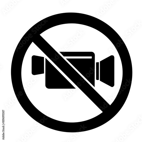 No video recording pictogram icon, monochrome
動画撮影禁止のピクトグラム、ビデオ禁止アイコン、モノクロ

