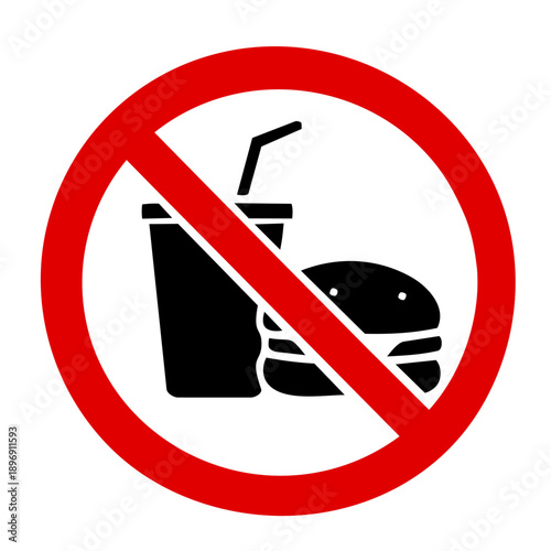 No food and drink sign icon, prohibition symbol
飲食禁止マーク、フードとドリンクの禁止サイン、カラーアイコン

