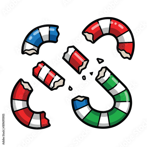 Broken Candy Canes Shattered into Pieces.