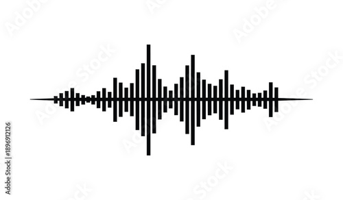 Black sound wave graphic on a for audio or music related concepts and designs