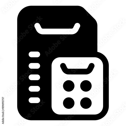 File and calculator icon for budget, accounting and finance