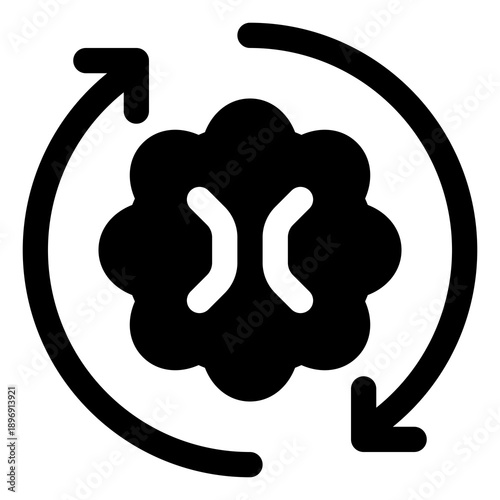 Gear with sync icon for system, update, and process