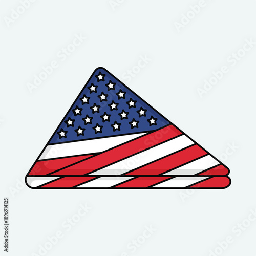 American Flag Paper Napkin Cartoon Style.