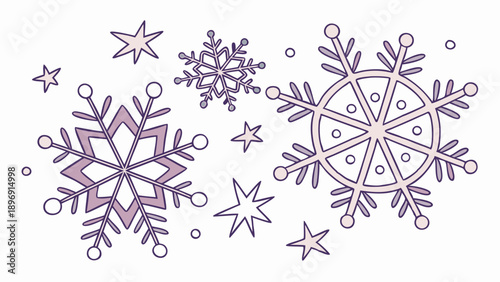 Winter Snowflakes Set for Holiday Greeting Cards Christmas Web Design Festive Seasonal Background Decoration Design Elements