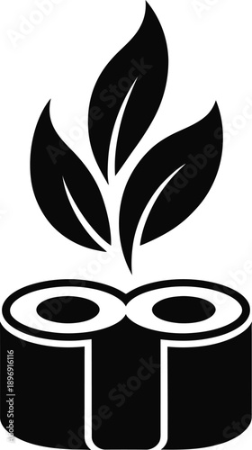 Minimalist Sushi Rolls With Elegant Green Leaves