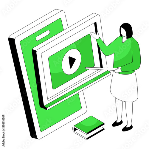 Editable design illustration of video learning 