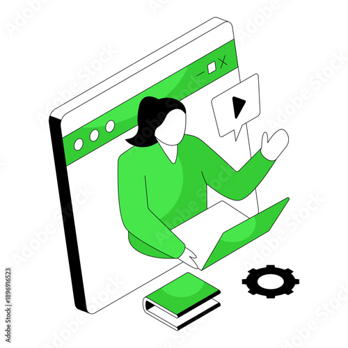 An illustration design of online lecture isolated on white background 