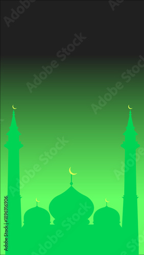 Ramadan Mosque Green Gradient Background – Islamic Vector Wallpaper