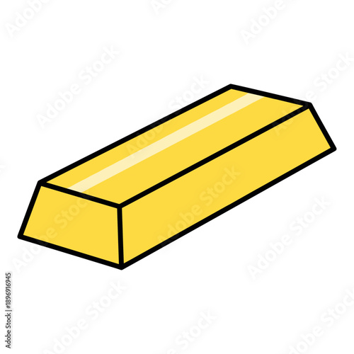 Shiny Yellow Gold Bar with Beveled Edges 3D Perspective Icon
