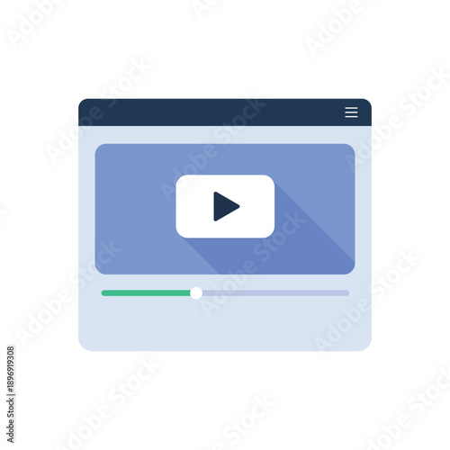 Online Video Player Interface Flat Illustration with Play Button