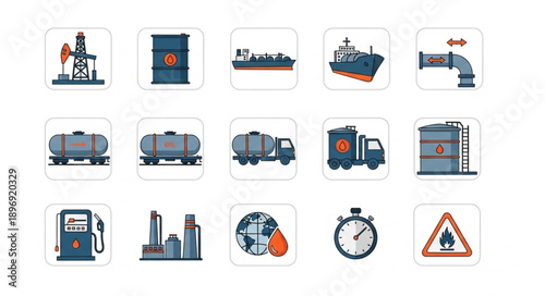 Oil and Gas Industry Icons Collection.