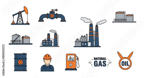Oil and Gas Industry Icons Collection.