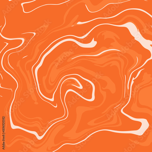 Abstract orange and white marbled design. Dynamic swirl patterns with flowing lines create a modern, textured backdrop. Ideal for graphic design, fashion, or interior decor.