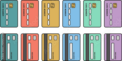 Collection Of Credit Cards In Various Colors And Designs With Embossed Numbers And Stripes