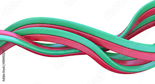 Abstract Red and Green Ribbons Flowing