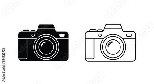 Two camera icons one filled black the other as a white outline