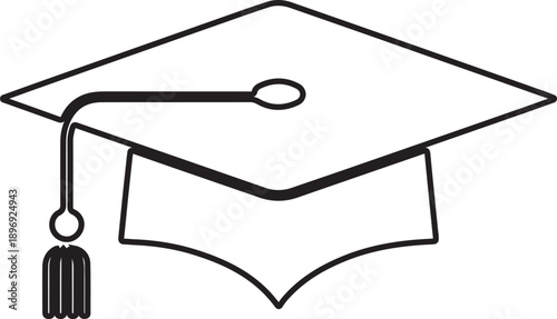 A vector illustration of a graduation cap symbol representing a university student hat and education object for school sign icons