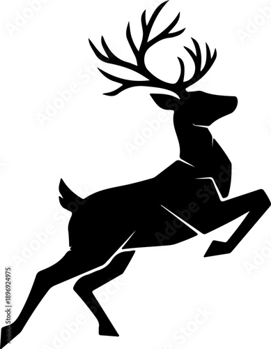 Majestic silhouette of a leaping deer, captured in a dynamic, illustrative style