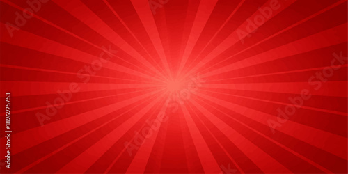 An abstract red starburst background featuring bright orange rays and a glowing sunburst design creates a vibrant radial energy explosion in this vector illustration wallpaper