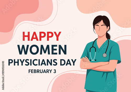 Happy women physicians day celebration graphic