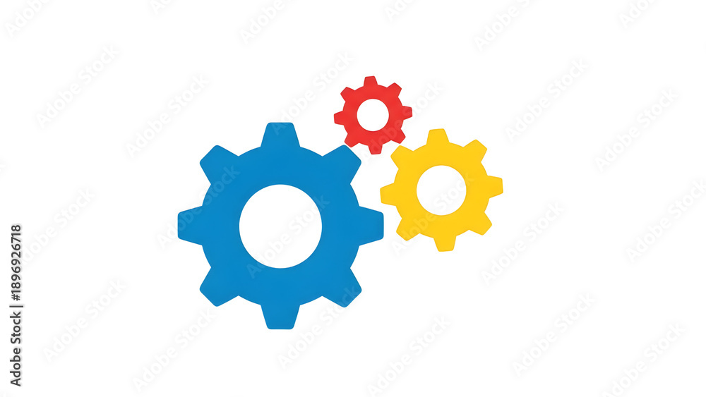 Fototapeta premium Colorful Gears Icon For Settings System Process On Black