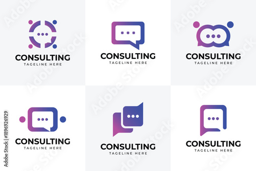 Set of Consult or Communication logo design concept, Consulting vector design template