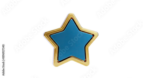 3D Teal Star with Gold Border