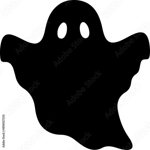 Eerie floating specter silhouette, a classic black ghost icon design perfect for Halloween celebrations, spooky designs, or supernatural themes and festive decorations