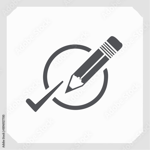 受験 合格 試験対策を表す鉛筆チェックのピクトグラム